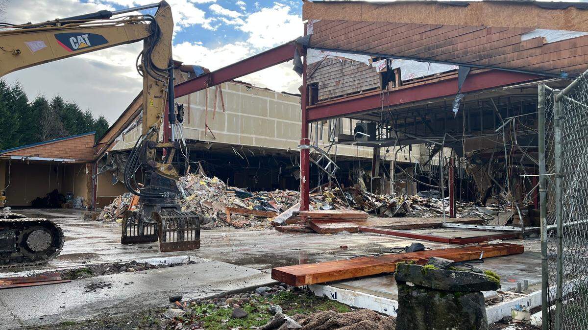 Demolition progress had been made at the Nooksack River Casino on Sunday, January 12, 2025, in Deming, Wash.