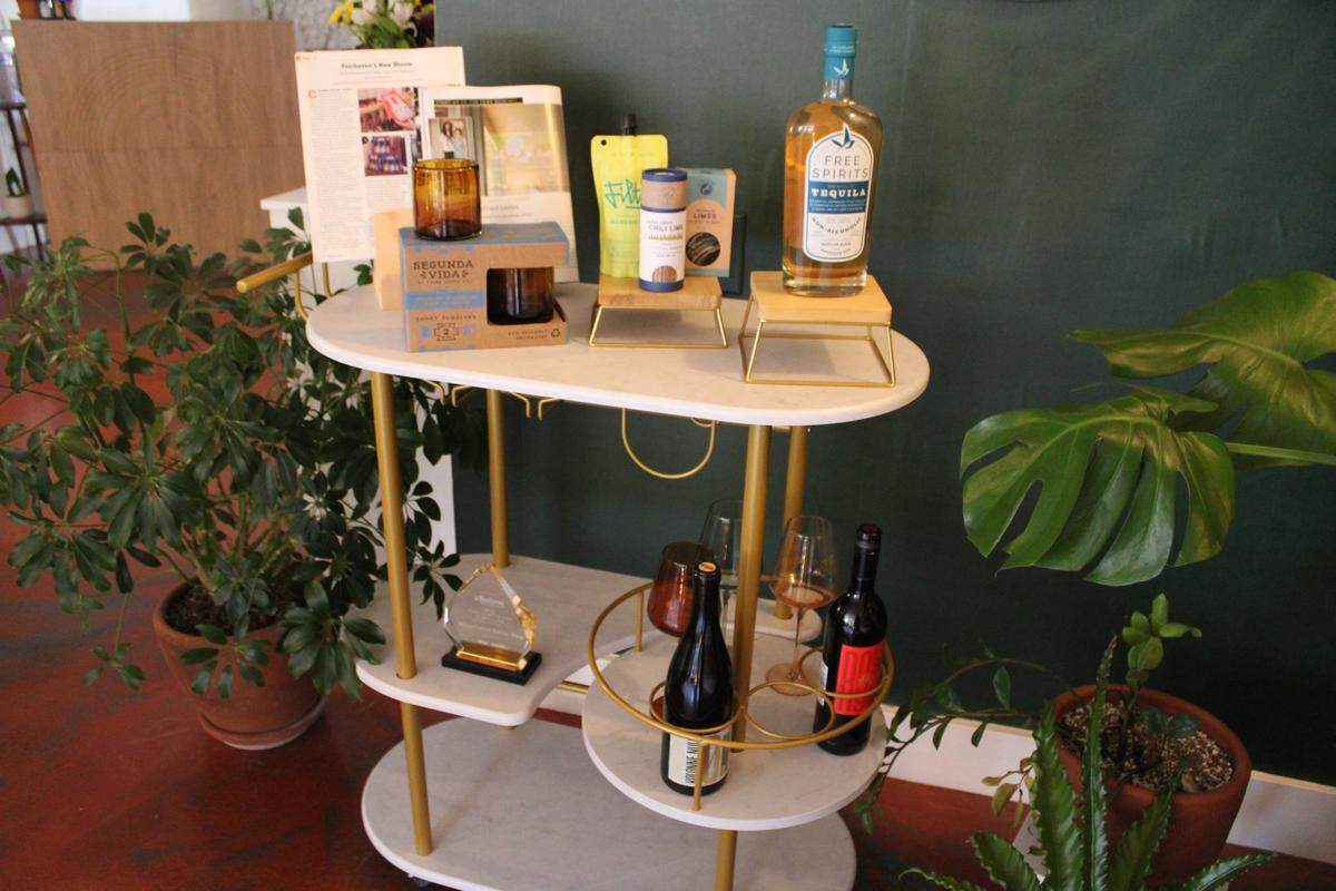 A bar cart in Bloomhaven in Bellingham.