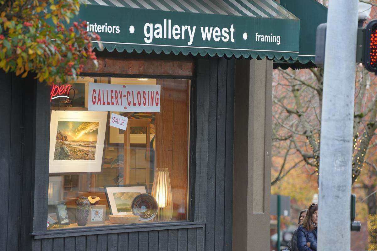 A closing sign was posted at Gallery West in Fairhaven on Nov. 20.