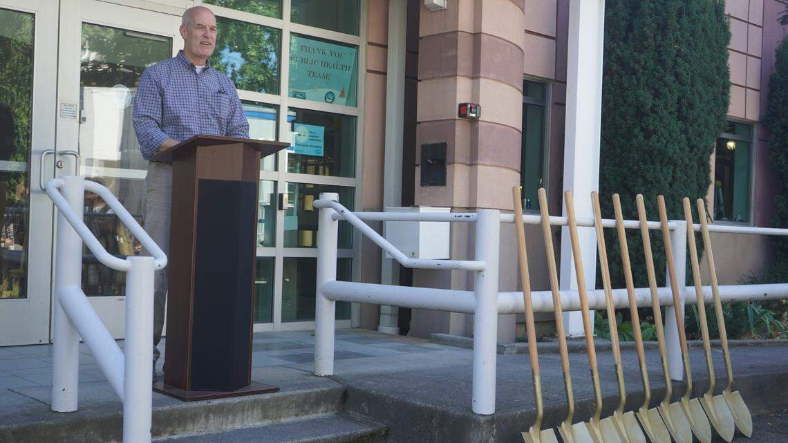 Rep. Rick Larsen speaks at the groundbreaking ceremony of the Way Station on Aug. 18, 2023, in Bellingham, Wash.