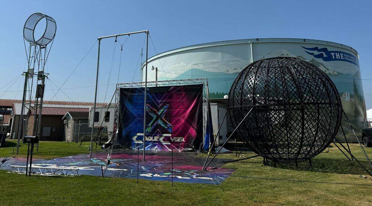 The Cirque Cyber circus performance equipment at The Northwest Washington Fairgrounds at 1775 Front St. in Lynden, Wash. on August 7, 2024.