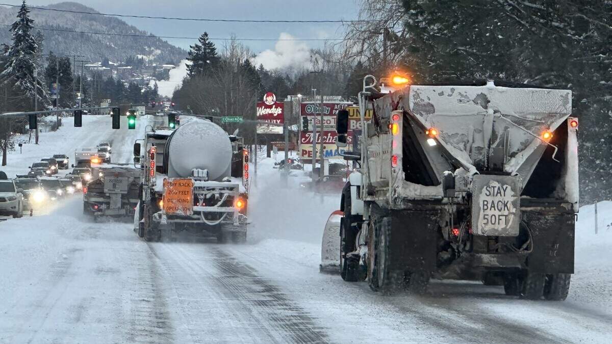 City crews plow snow, lay sand and deicer on roads Tuesday, Dec. 20, in Bellingham.