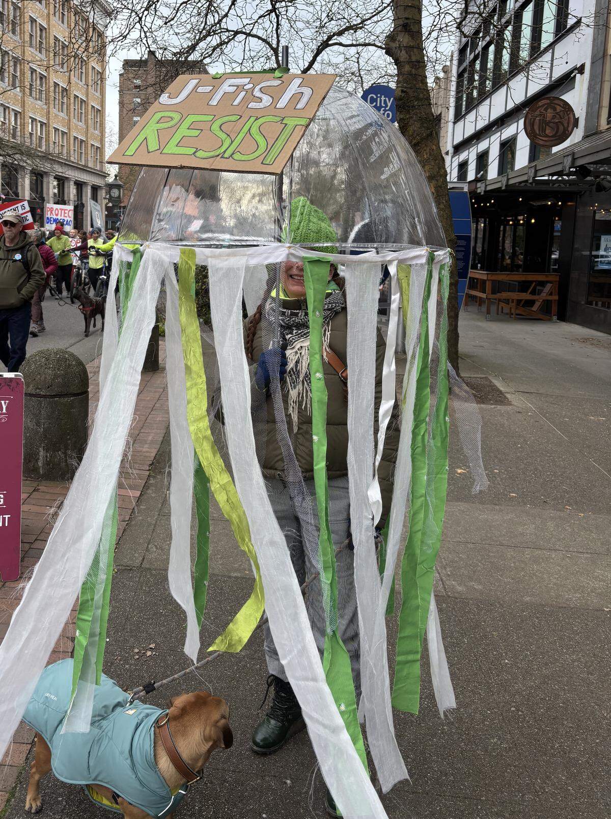 Janelle Gavin at Bellingham’s No Kings rally March 28, 2026.