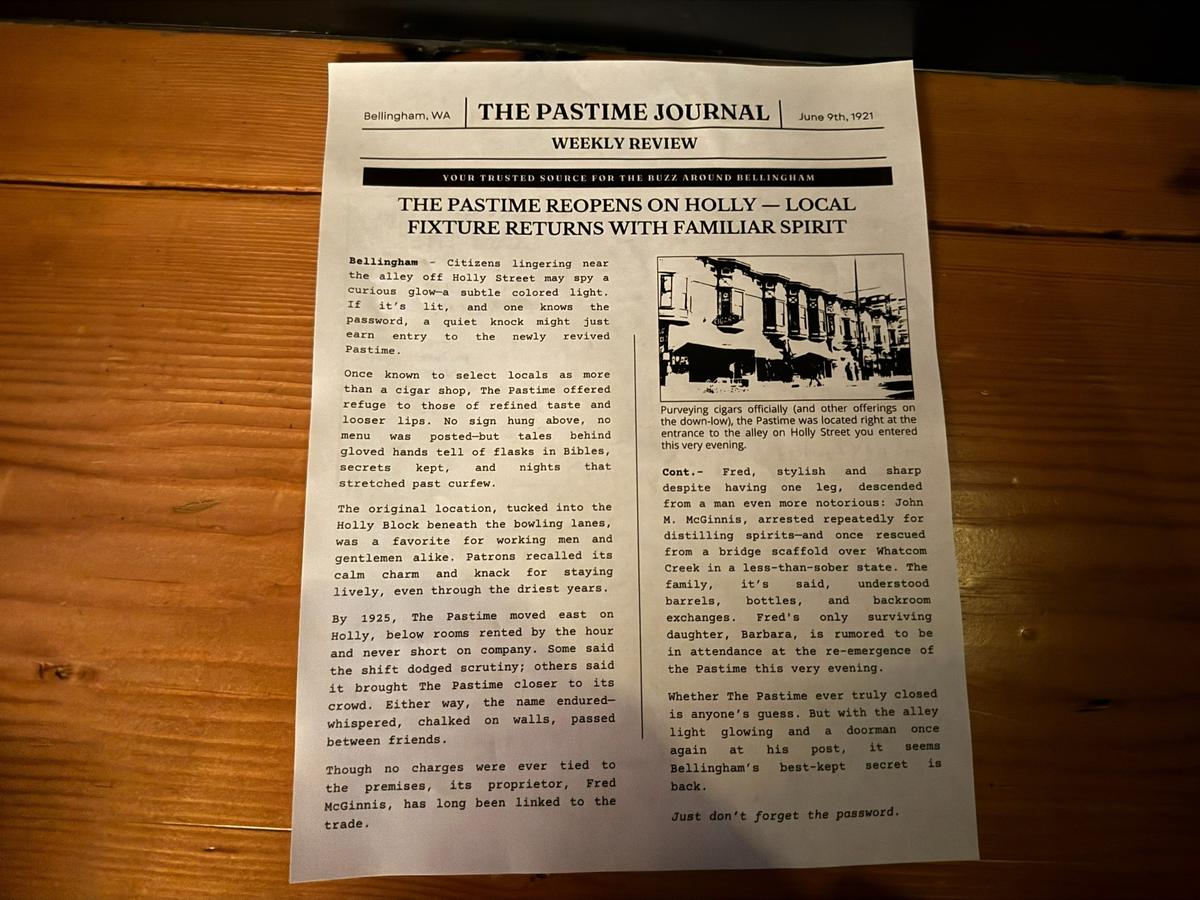 The Pastime speakeasy inside Chuckanut Bay Distillery in Bellingham, Wash. on July 21, 2025.