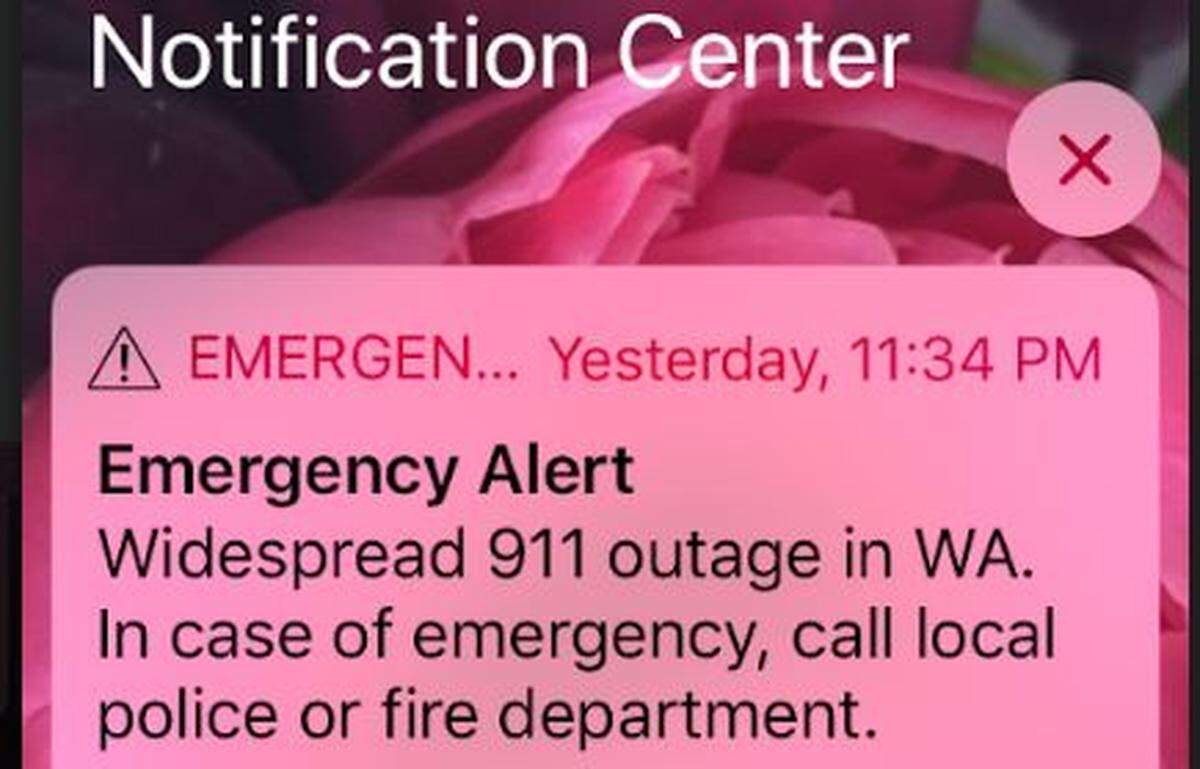 An emergency alert sent at 11:34 p.m. Thursday to mobile phone subscribers in Whatcom County instructed residents to call the direct line to their local police and fire departments in case of emergency, not 911.
