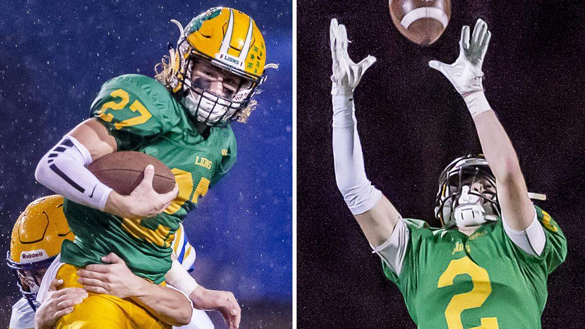 Lynden seniors Grant VanderYacht and Kobe Elsner have developed into big-play threats for the Lynden football team, which will play Hockinson in the Class 2A state championship game Saturday at the Tacoma Dome.
