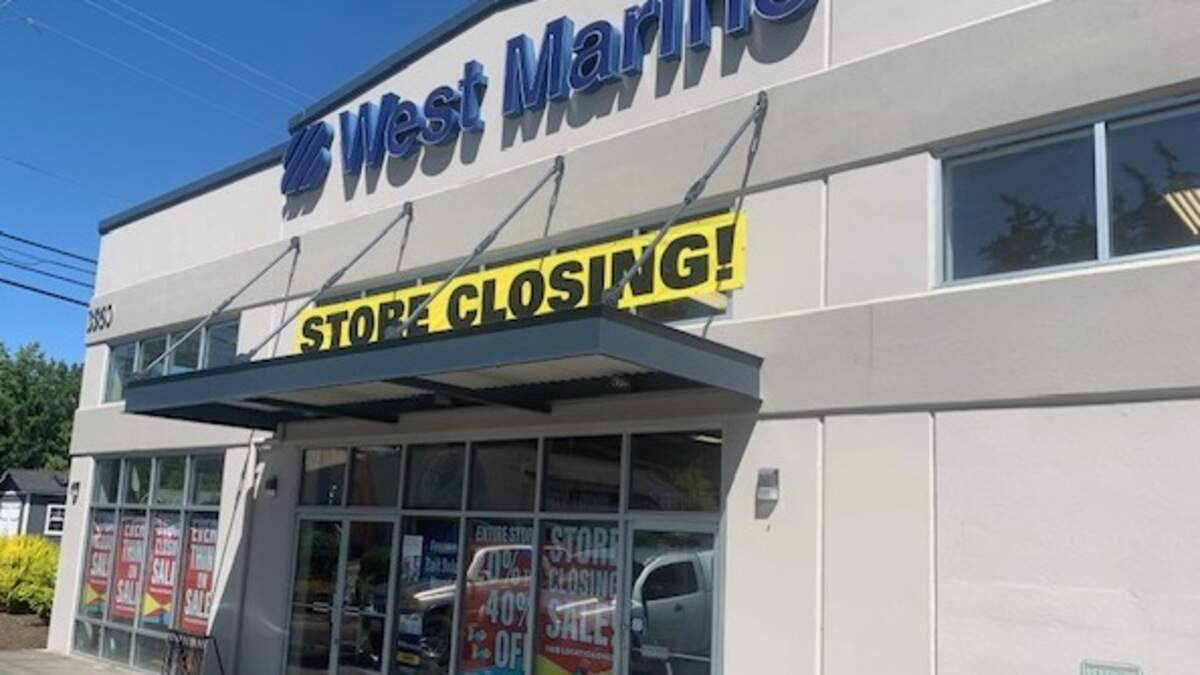 West Marine at 3560 Meridian St. in Bellingham. The company recently announced that it is closing dozens of stores across the country, including the one in Bellingham and four others in Washington.
