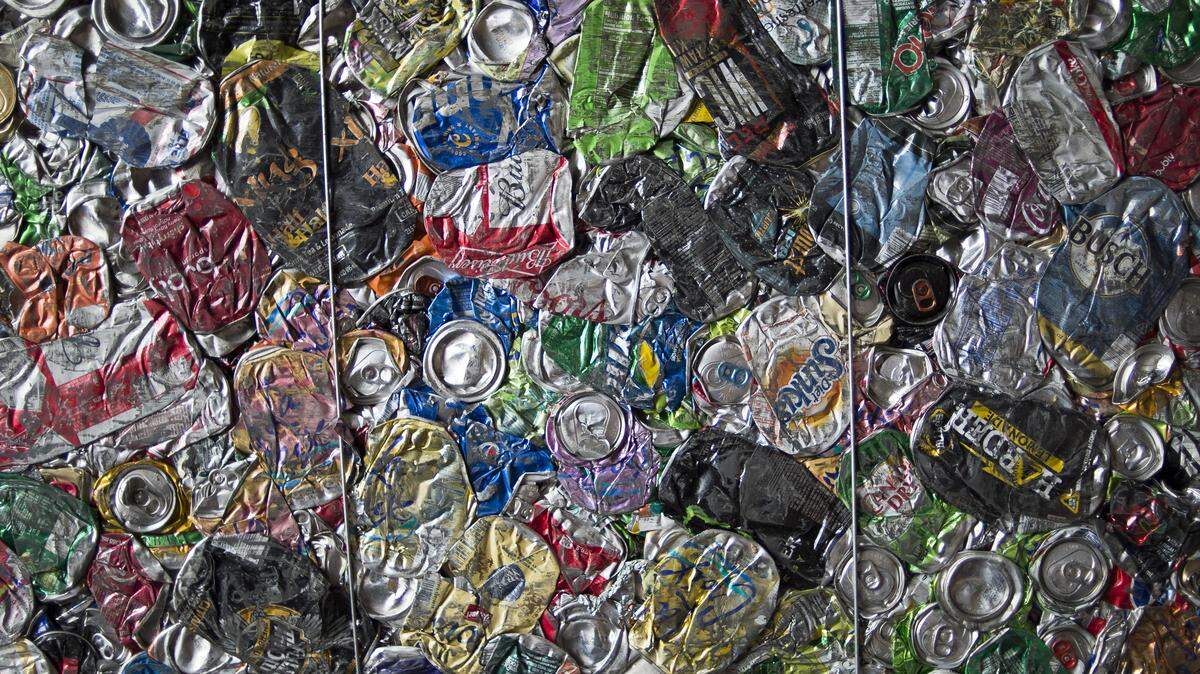 A bale of aluminum cans, weighing about 1000 pounds, is shown at Northwest Recycling, Inc. in Bellingham.