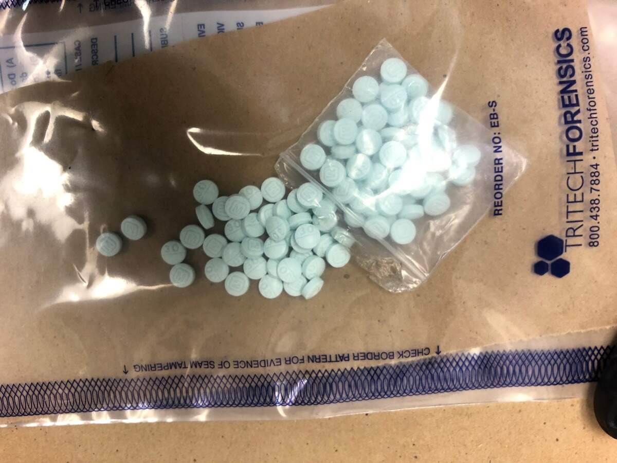 Whatcom County Sheriff’s detectives show Approximately 100 counterfeit fentanyl-laced pills were seized when Whatcom County Sheriff’s deputies arrested Brezeddric Jamerson and Sheila Johnson at a hotel in Ferndale in 2020.