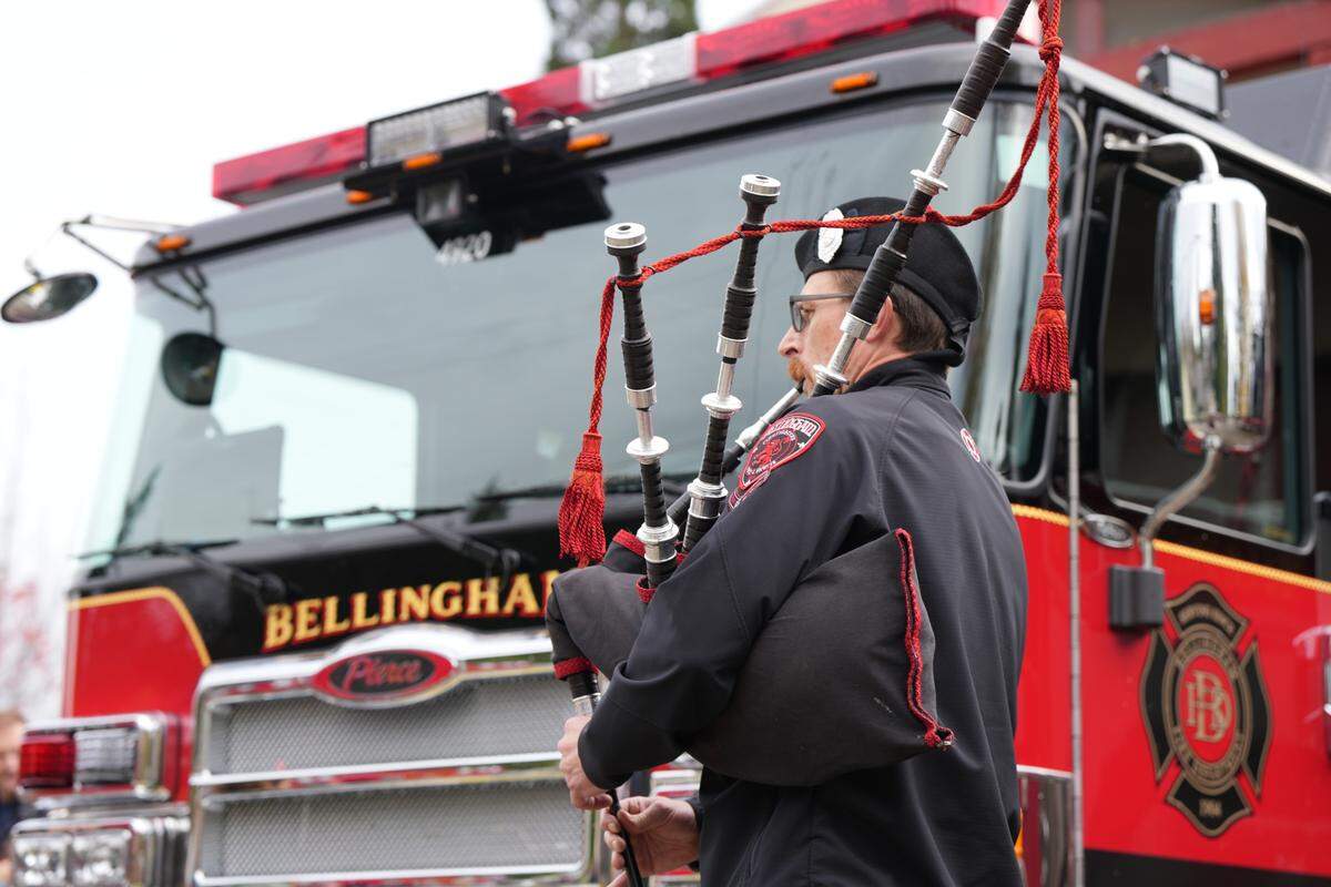 Bellingham Fire Department Capt. Jesse Ireland kicked off the traditional “push-in” ceremony with a bagpipes performance.