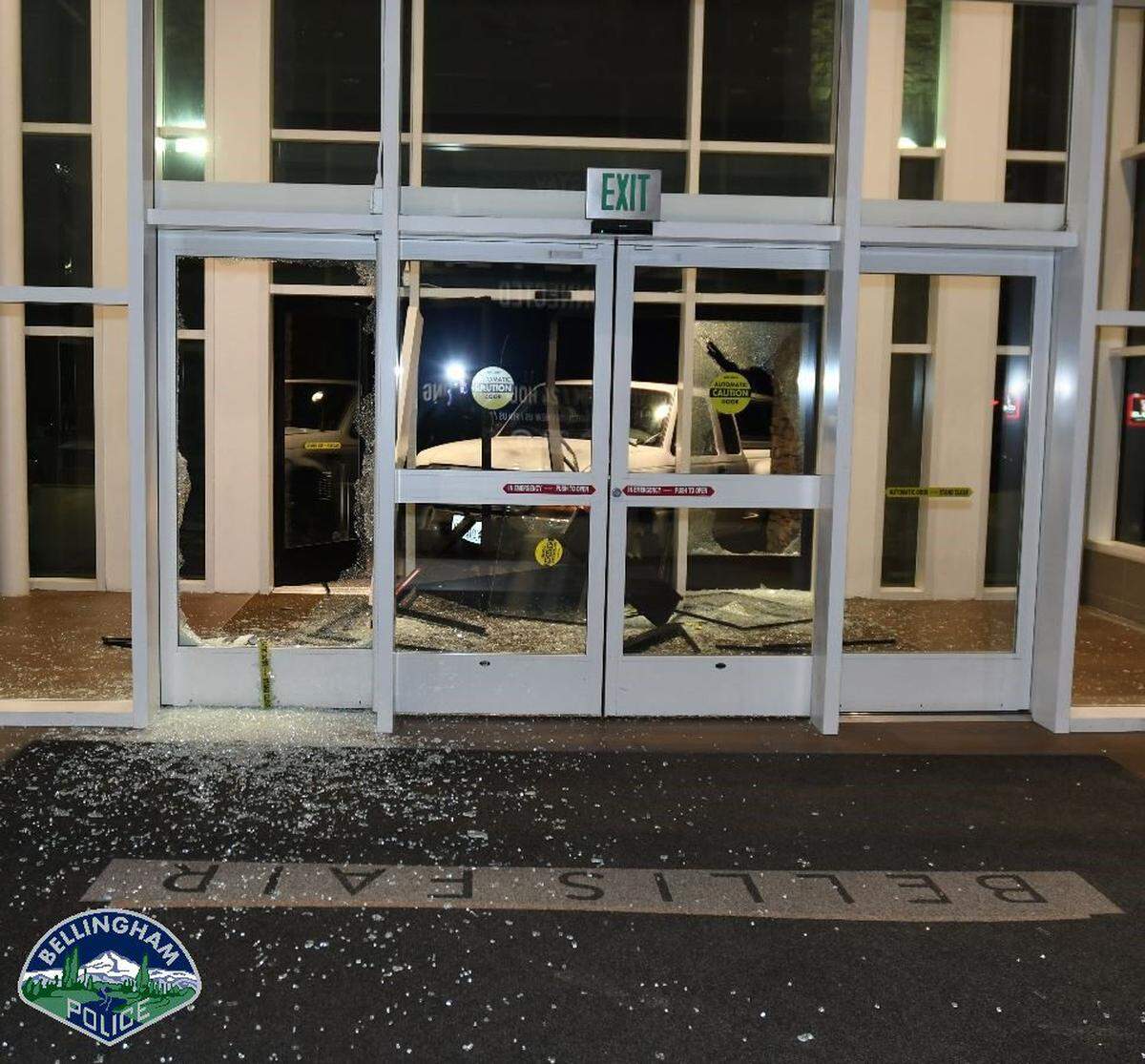 An ax-wielding Bellingham man reportedly led law enforcement on wild chase Saturday night, March 12, assaulting three officers with the ax during the chase, hitting another car and crashing into the Bellis Fair Mall front door before damaging at least 11 stores within the mall and causing an estimated $100,000 in damage.