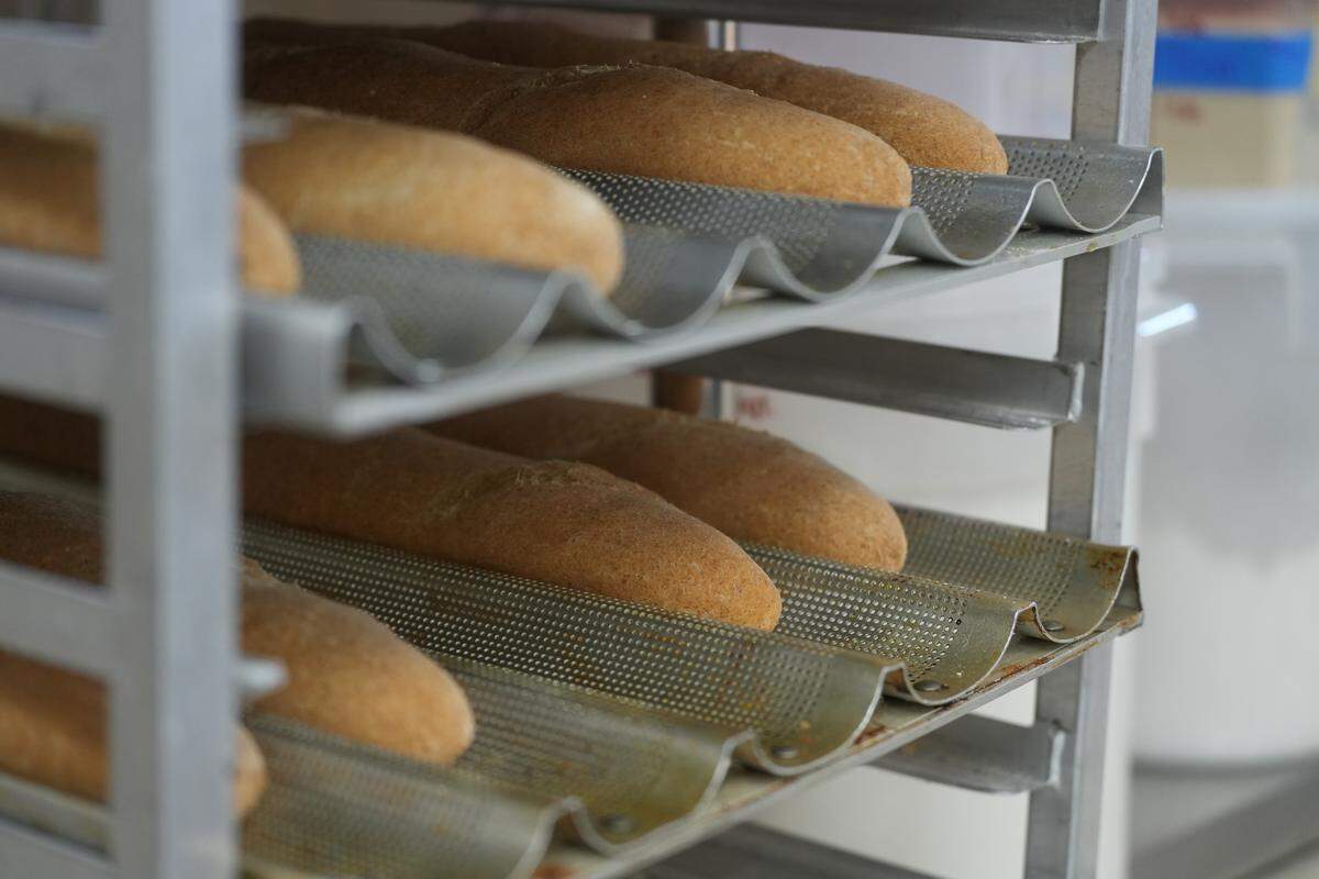 Freshly baked gluten-free baguettes.