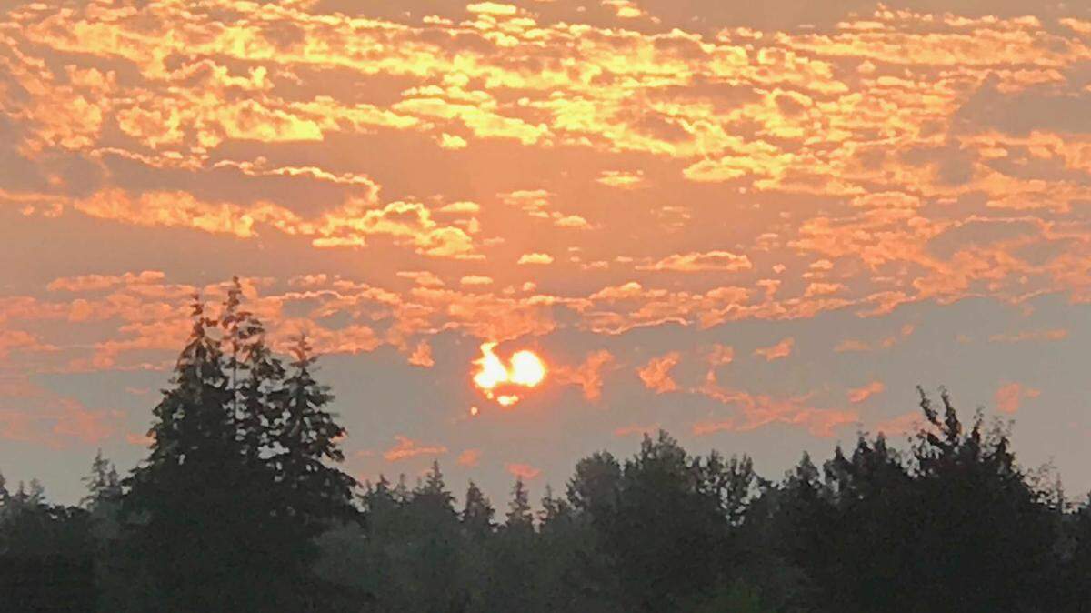 Sunrise from Kellogg Road Tuesday morning. A shift in the wind is the haze that’s been plaguing Western Washington for the past week.