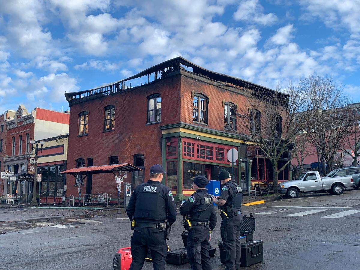 Two Fairhaven businesses were destroyed in a fire that began Saturday night and burned until early Sunday morning.&nbsp;