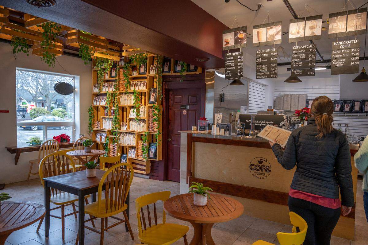 COF& (pronounced coffee), on Thursday, Dec. 23, 2021, in Bellingham, Wash.