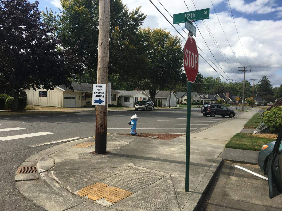 A fair shuttle can be used to travel between free parking lots and the Northwest Washington Fair in Lynden this week.