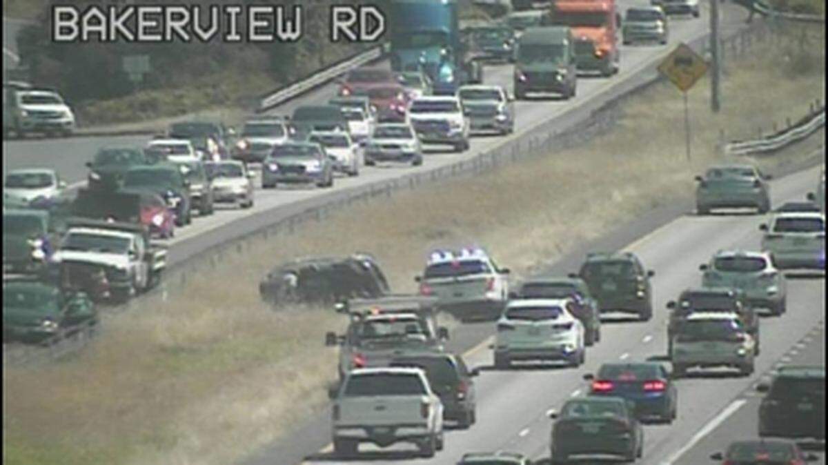 Emergency crews are responding to a rollover accident on southbound Interstate 5 in Bellingham south of the Bakerview Road exit.