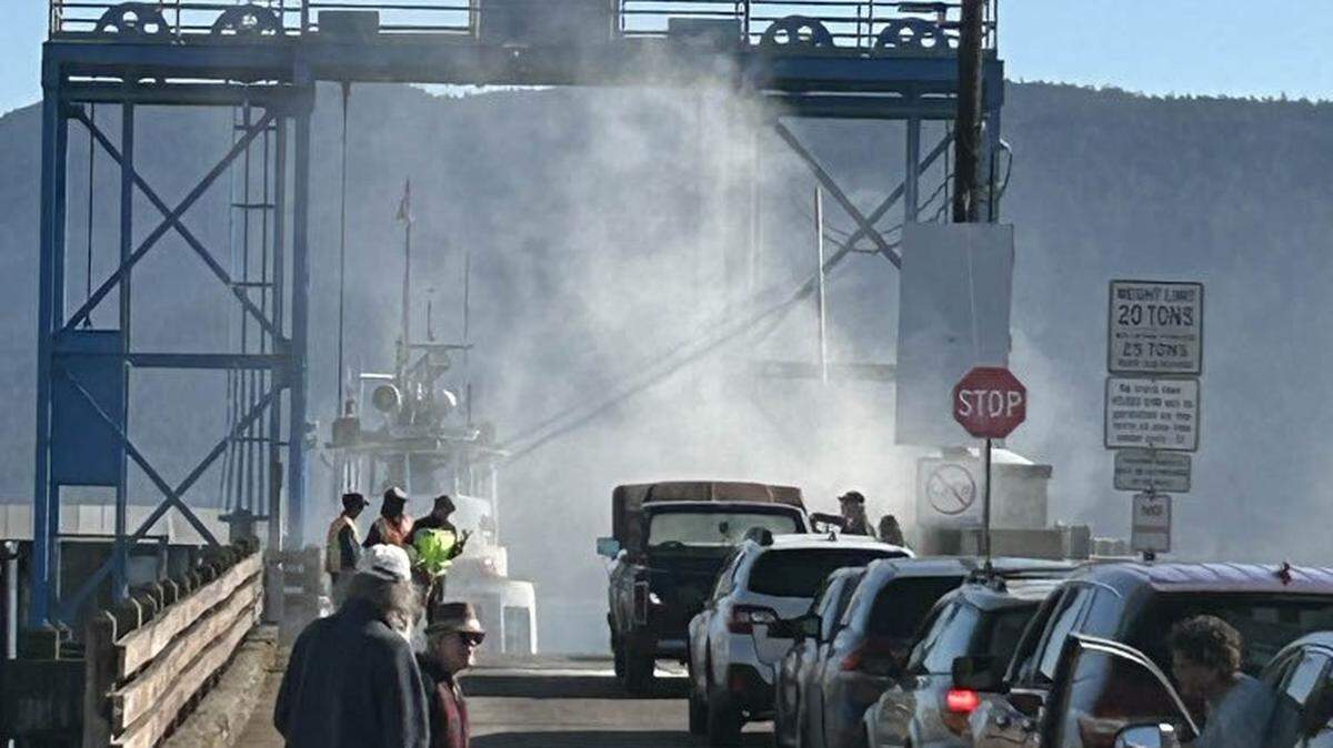 A pickup truck caught fire as drivers and passengers were boarding the Whatcom Chief for the 4:10 p.m. sailing to Lummi Island on March 19. Four crew members were honored by Gov. Jay Inslee for their swift action.