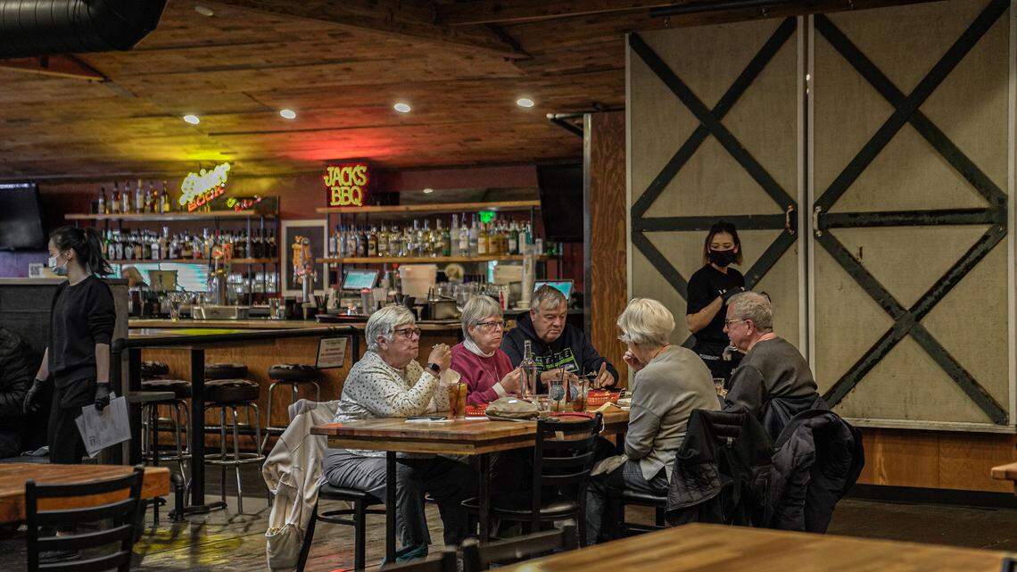 Customers enjoy a meal at the Algona location of Jack’s BBQ in this undated photo. Jack’s BBQ is planning to open a restaurant in the former Copper Hog space in downtown Bellingham. The company is planning to have the Bellingham spot open by December.