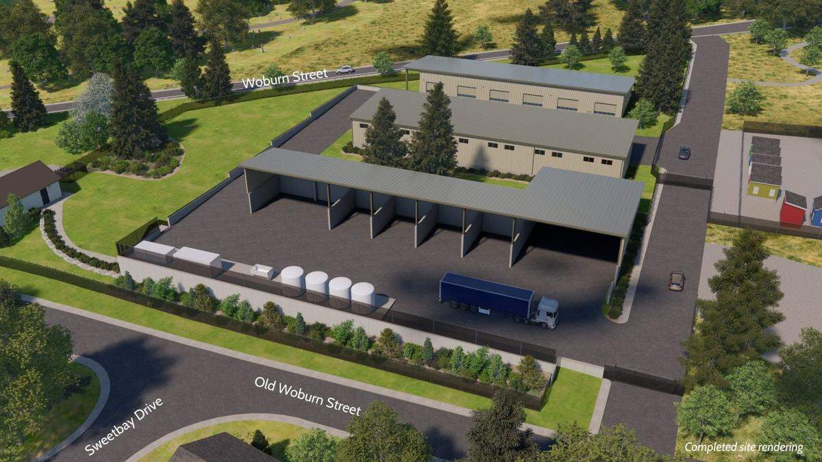 A rendering shows the completed vision for the Woburn Street Site Improvement project. The project is expected to be completed in 2025.