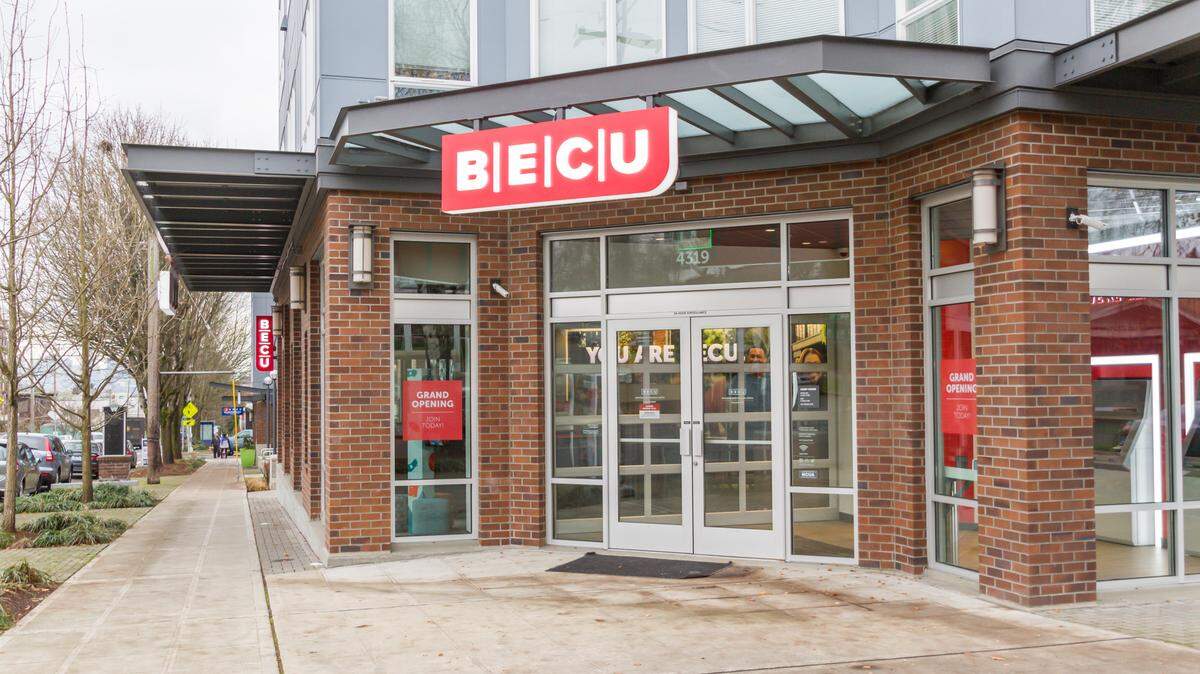 An outside view of the BECU branch in the Wallingford neighborhood of Seattle. BECU announced it will open a branch in Bellingham later this year.