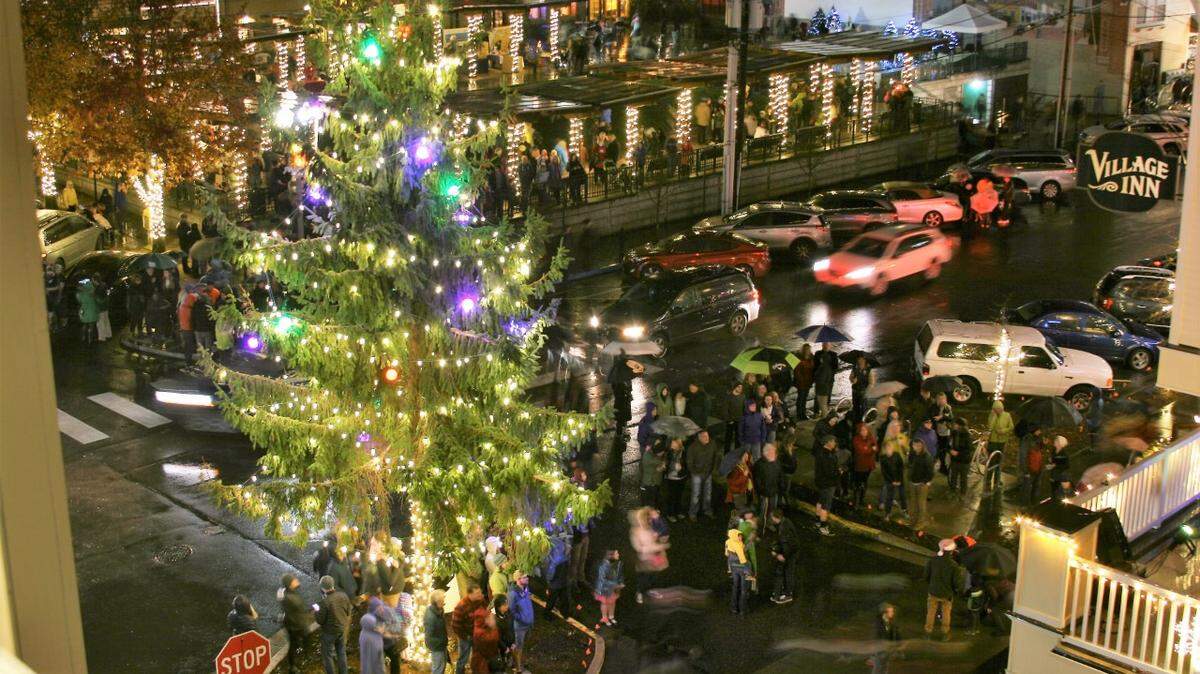 People gather at the Christmas tree lighting ceremony in Fairhaven in 2017.