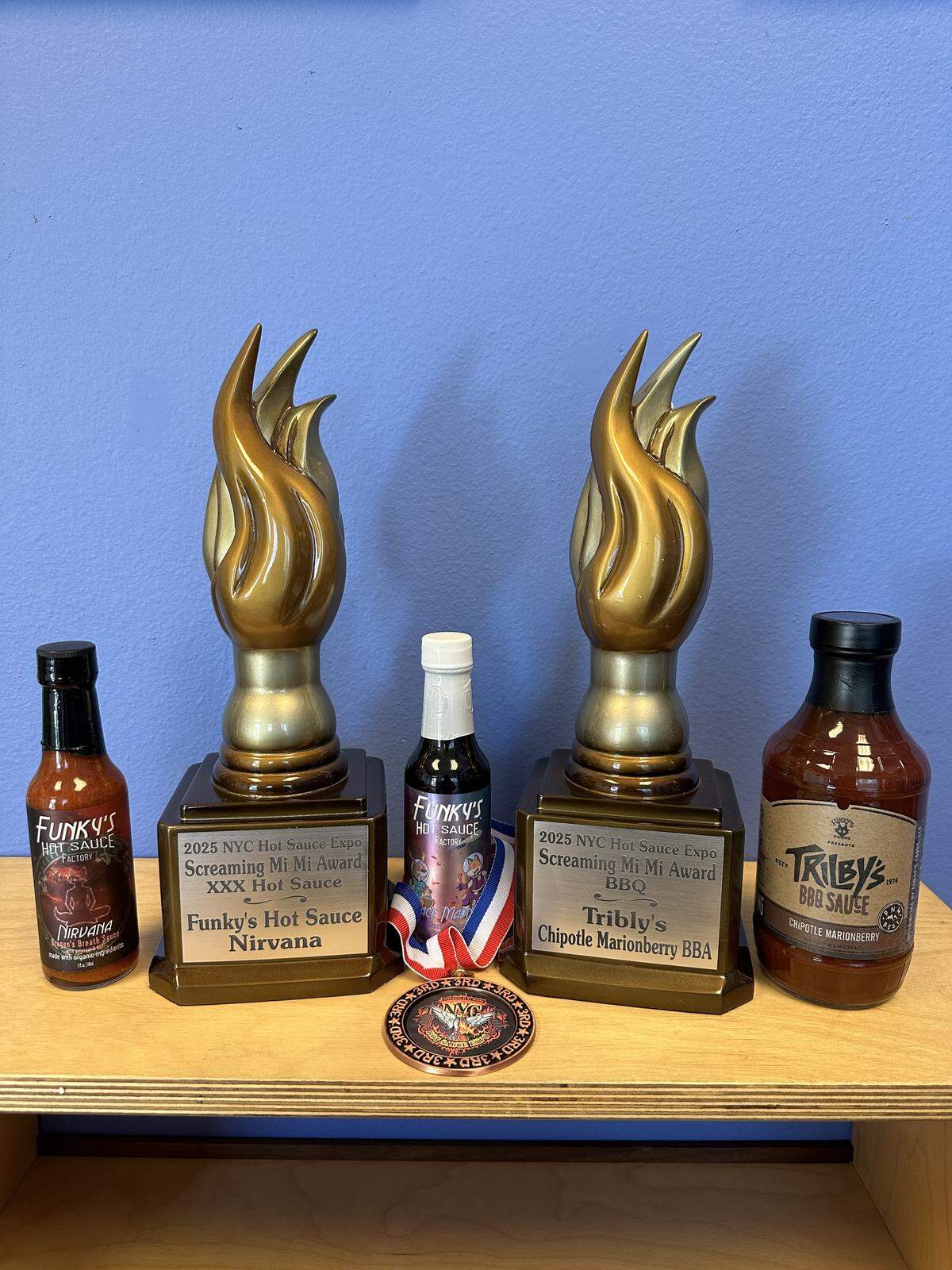Funky’s Hot Sauce Factory of Bellingham won multiple awards at the 2025 New York City Hot Sauce Expo.