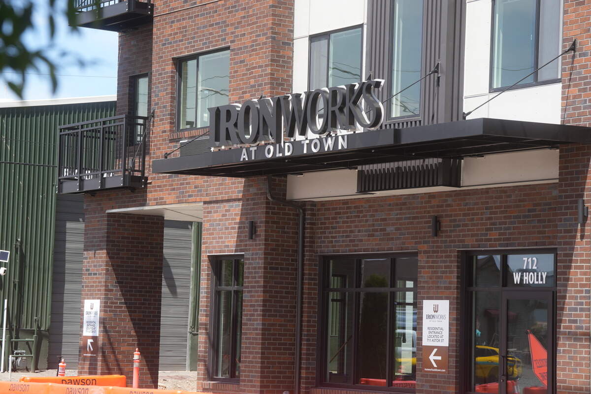 Street improvements were underway in front of the new Ironworks at Old Town housing development on Astor and Holly streets on July 7 in Bellingham.