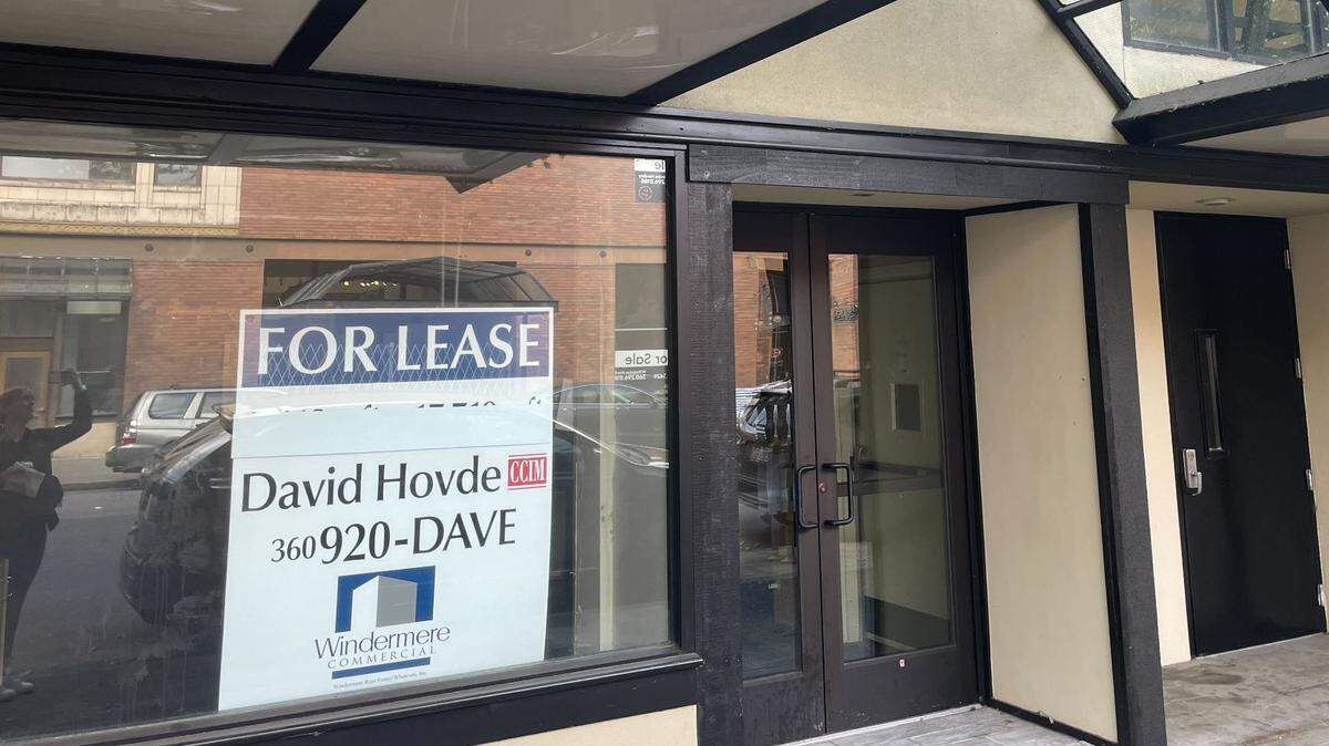 An empty storefront for lease on Thursday, Sept. 7, 2023 in downtown Bellingham at 109 W Holly St. Bellingham, Wash.