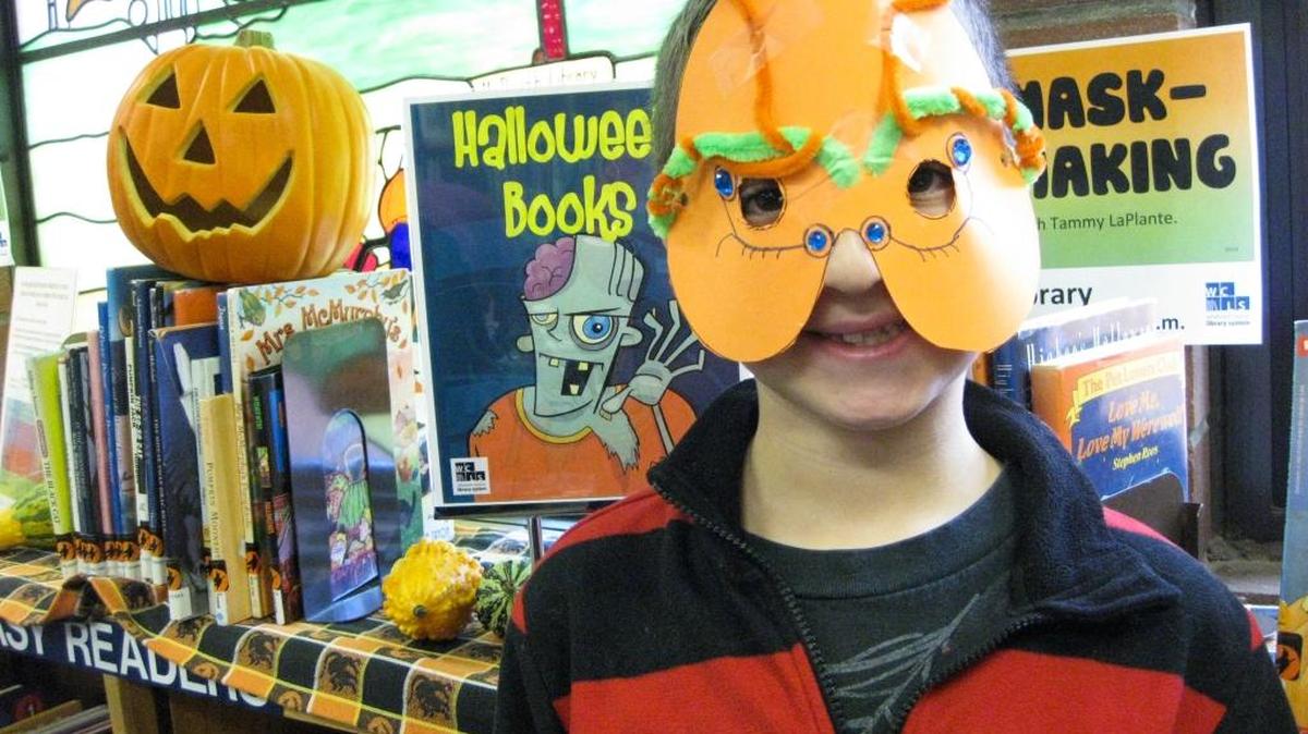 
Children can make Halloween masks of all sorts.
