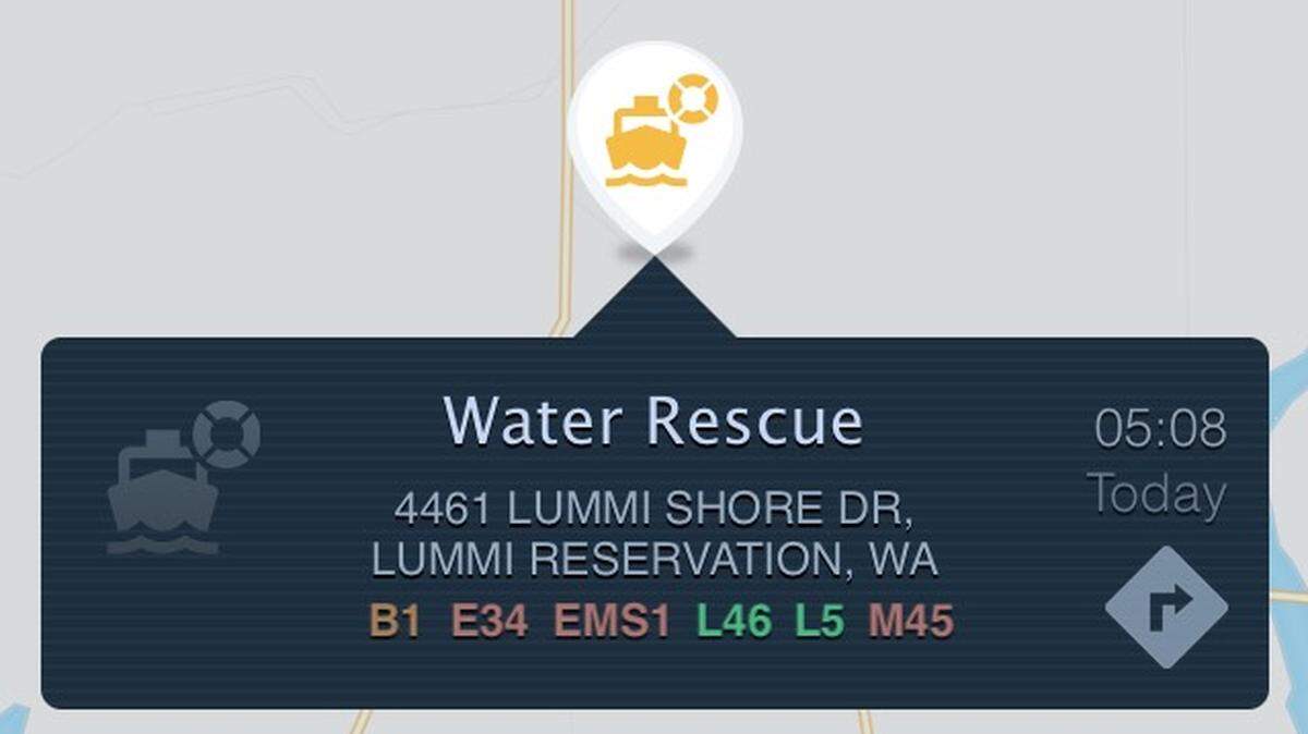 The emergency services app Pulse Point shows the location of the wreck and fire department units that were dispatched.