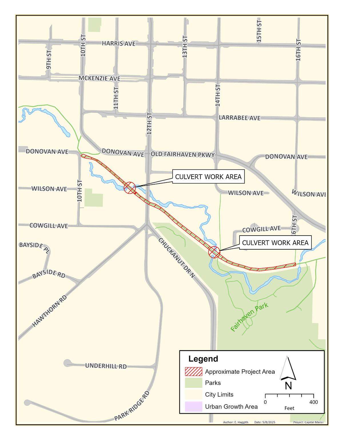 A map shows the approximate closure location for part of the Interurban Trail in Fairhaven.