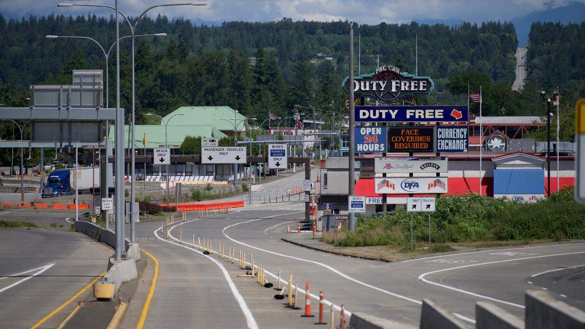 A duty-free store sits on the border of the U.S. and Canada on Thursday, June 10, in Blaine. The U.S.-Canada border closed to all non-essential travelers Saturday, March 21, 2020, in an effort to reduce the spread of COVID-19. The closure is set to expire Wednesday, July 21, but Canadian Prime Minister Justin Trudeau said on Thursday, July 15, that fully vaccinated travelers could be welcomed by early September.