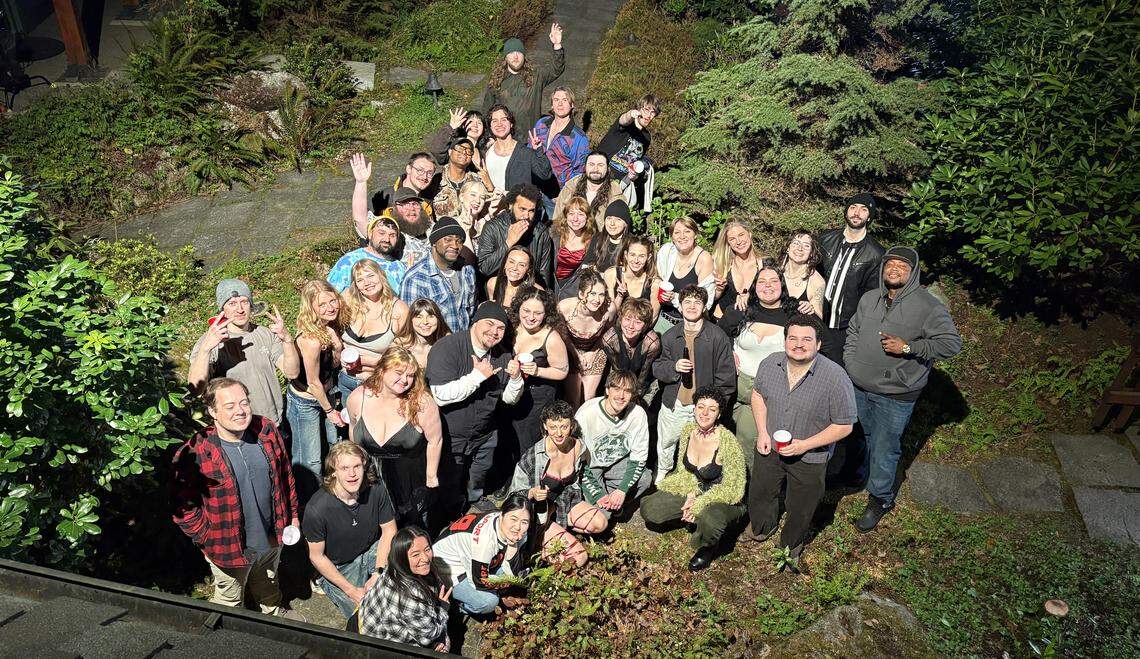 The cast and crew of “Love and Other Crimes,” which is being filmed in Bellingham.