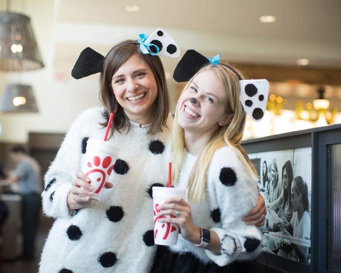 A Chick-Fil-A promotional photo for a Moove-In Party on opening day at its restaurants.