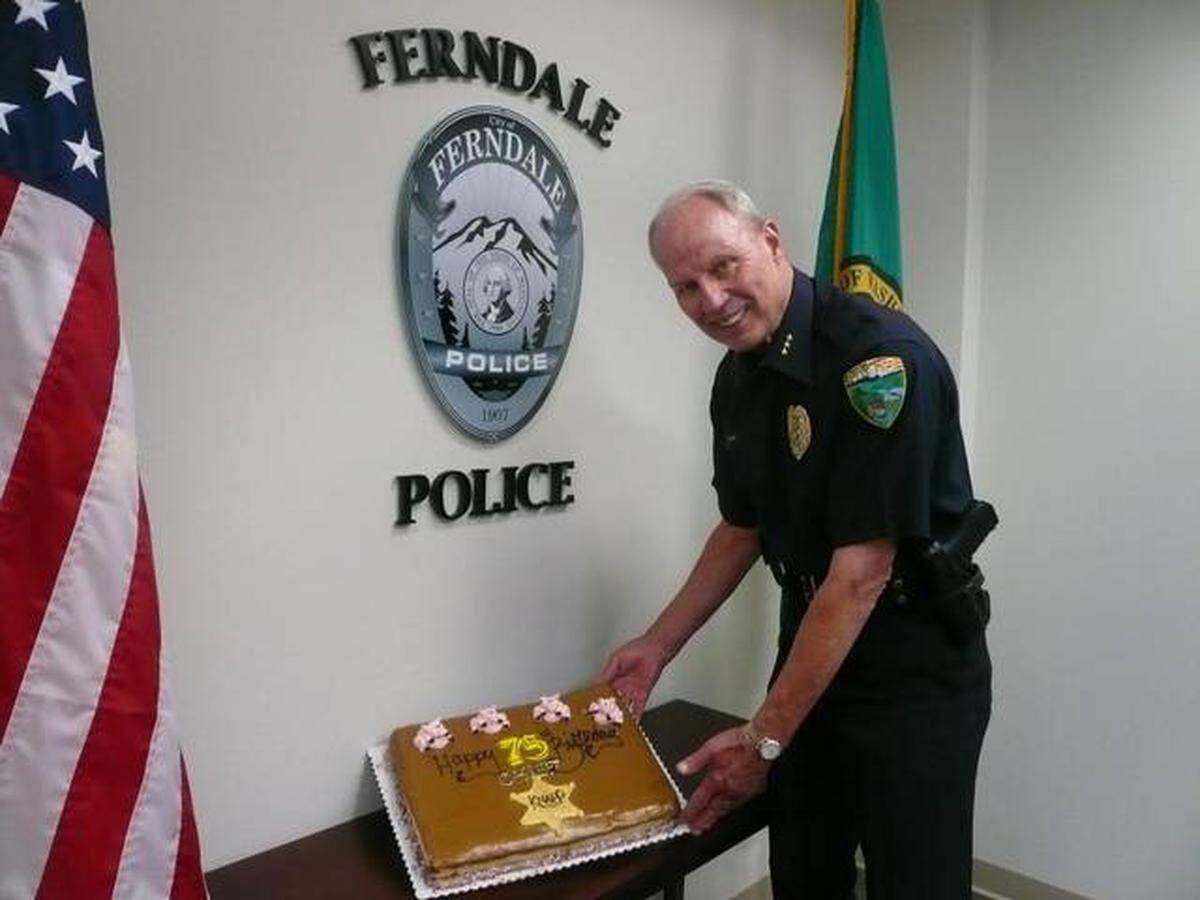 Former Ferndale Police Chief Michael Knapp celebrates his 75th birthday several years ago. Knapp, 79, who has served as the interim police chief in Lynden since June, died Wednesday, Nov. 6, less than a day after he was struck by a truck while crossing Fourth Street in Lynden, according to a release from Harborview Medical Center in Seattle.