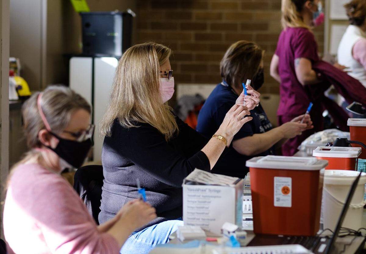 Nearly 400 people received the Johnson & Johnson COVID-19 vaccine at the Community Vaccination Center at Bellingham Technical College on Saturday, March 13, in Bellingham.