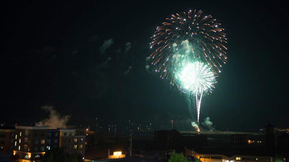 Fireworks light up the night sky over Bellingham Bay in 2018.