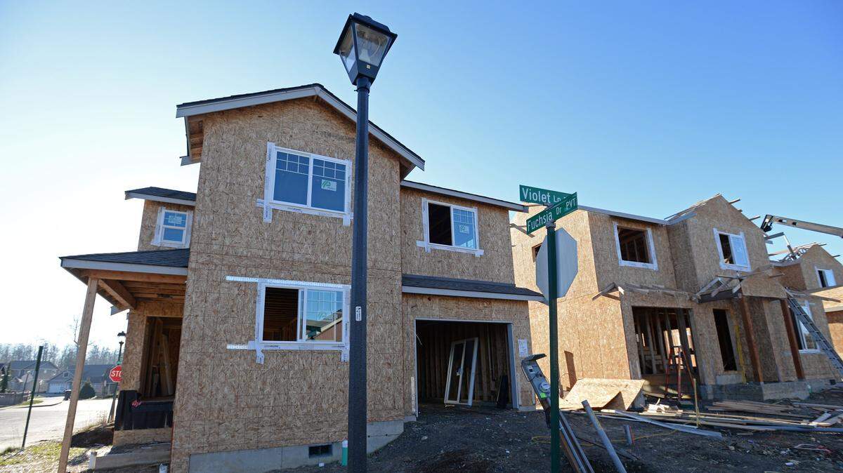 Homes were under construction in the Cordata neighborhood of Bellingham in January. Even with home construction happening throughout the city, inventory remains low, so home prices continue to rise.