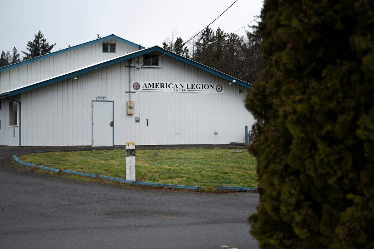 The American Legion building on Second Avenue on Monday, Jan. 24, 2022, in Ferndale, Wash. Ferndale Police are investigating after a man was shot and killed Sunday, Jan. 23, 2022, at a large private gathering at the American Legion building.
