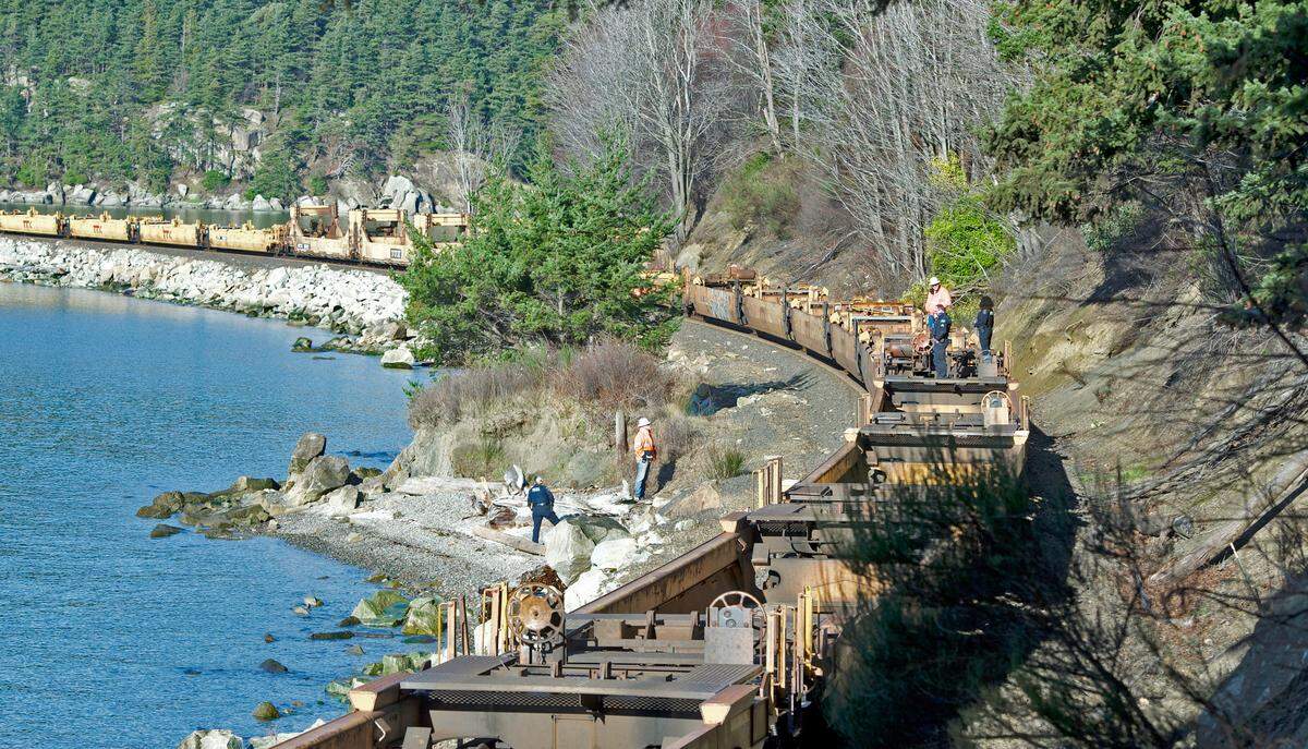Bellingham Fire emergency crews investigate the report that a person was hit and killed by a train on the railroad bridge over Chuckanut Bay on Tuesday, Jan. 26.