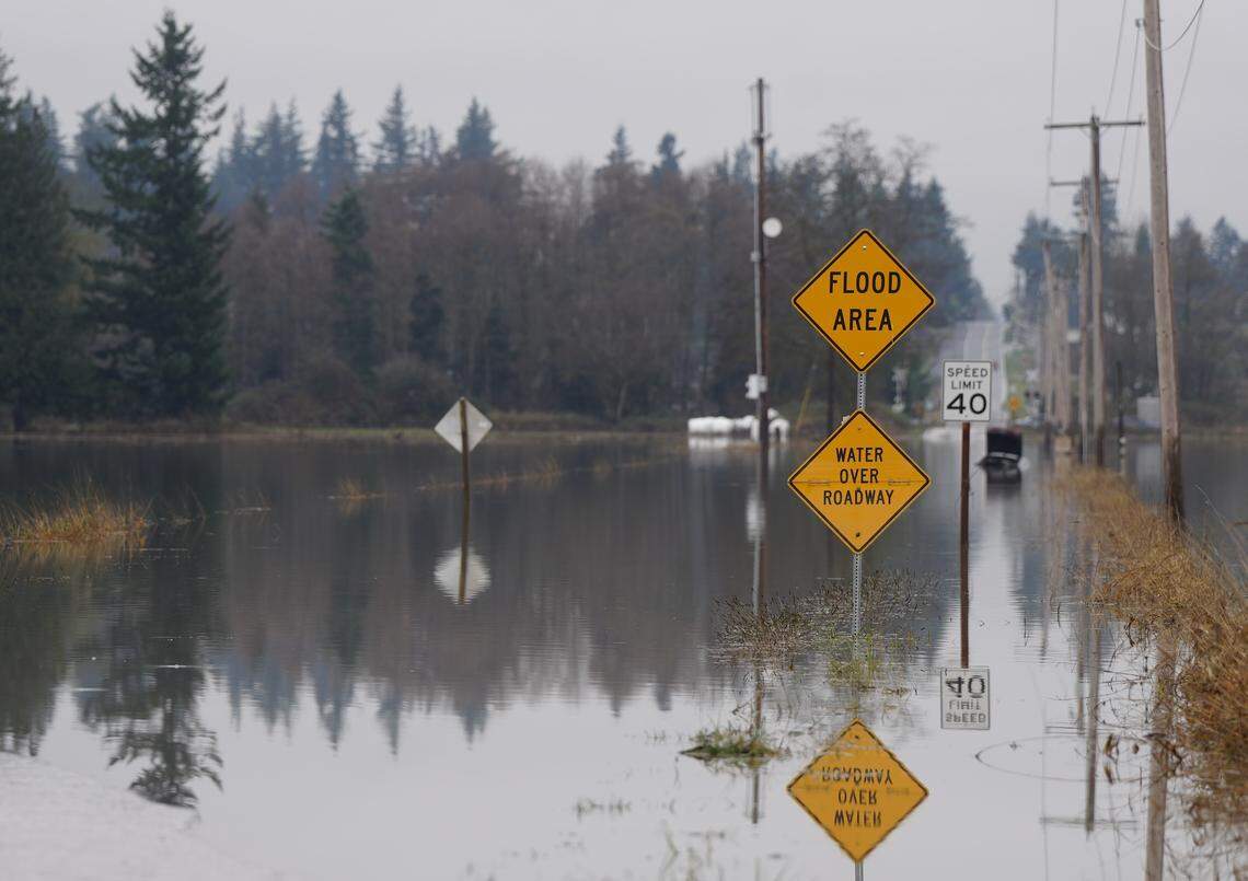A car was submerged Dec. 12 on Hampton Road east of Lynden.