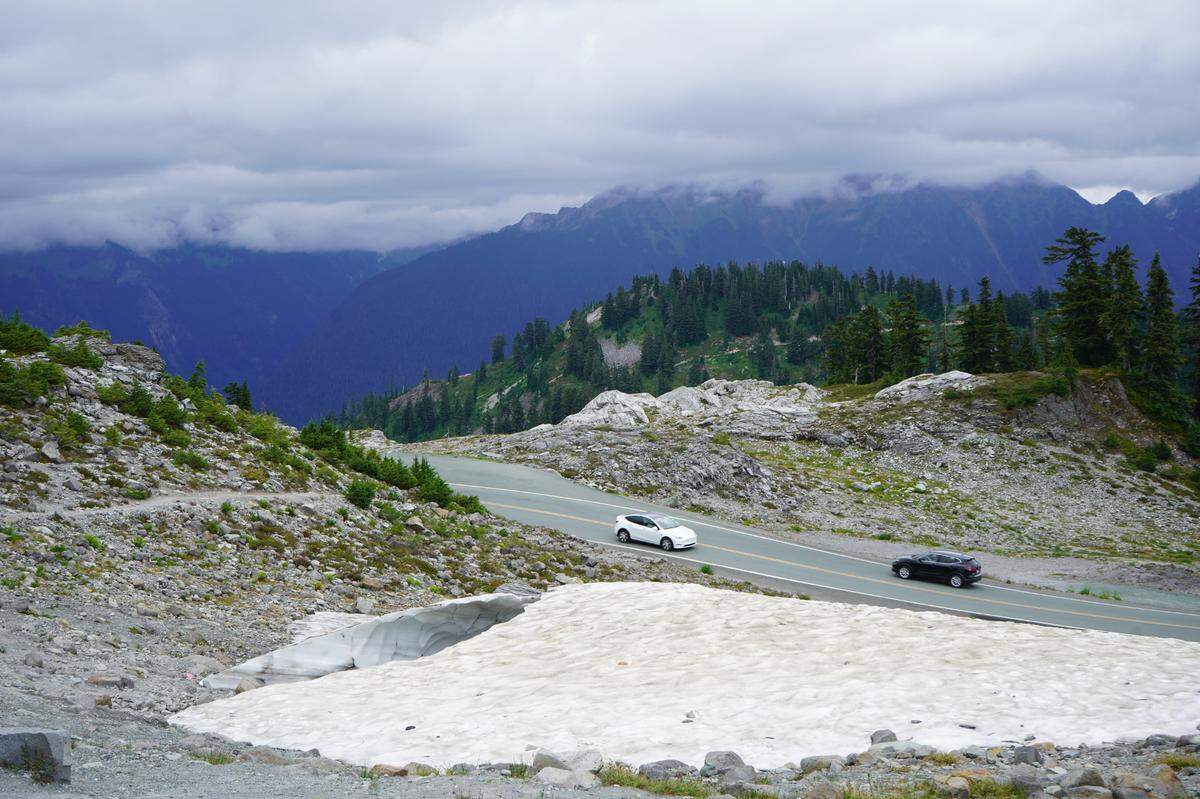 Cars drive on Mount Baker Highway leading up to Artist Point on Saturday, Aug. 27, in Whatcom County.