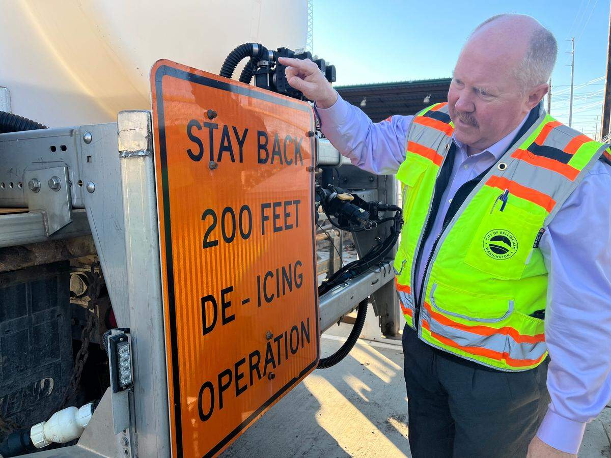 Marty Gray, Bellingham Public Works Operations superintendent of operations, talks about giving work crews room to work during bad weather at a tour of the city yard on Wednesday, Nov. 2.