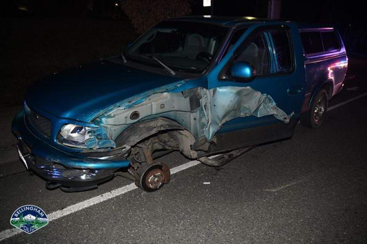 A stolen truck slammed into a Bellingham Police Department patrol vehicle after running a red light on Meridian Street March 3. Though the officer was not seriously injured in the incident, it shows that though 82% of stolen vehicles in Bellingham have been recovered and returned to their owners in the past three months, many are no longer in a condition to be driven.