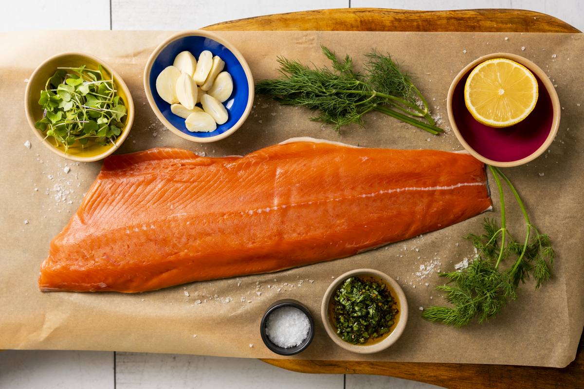 Fresh caught salmon from Lummi Island Wild, a Whatcom County fishery focused on clean, fresh and local fish products.