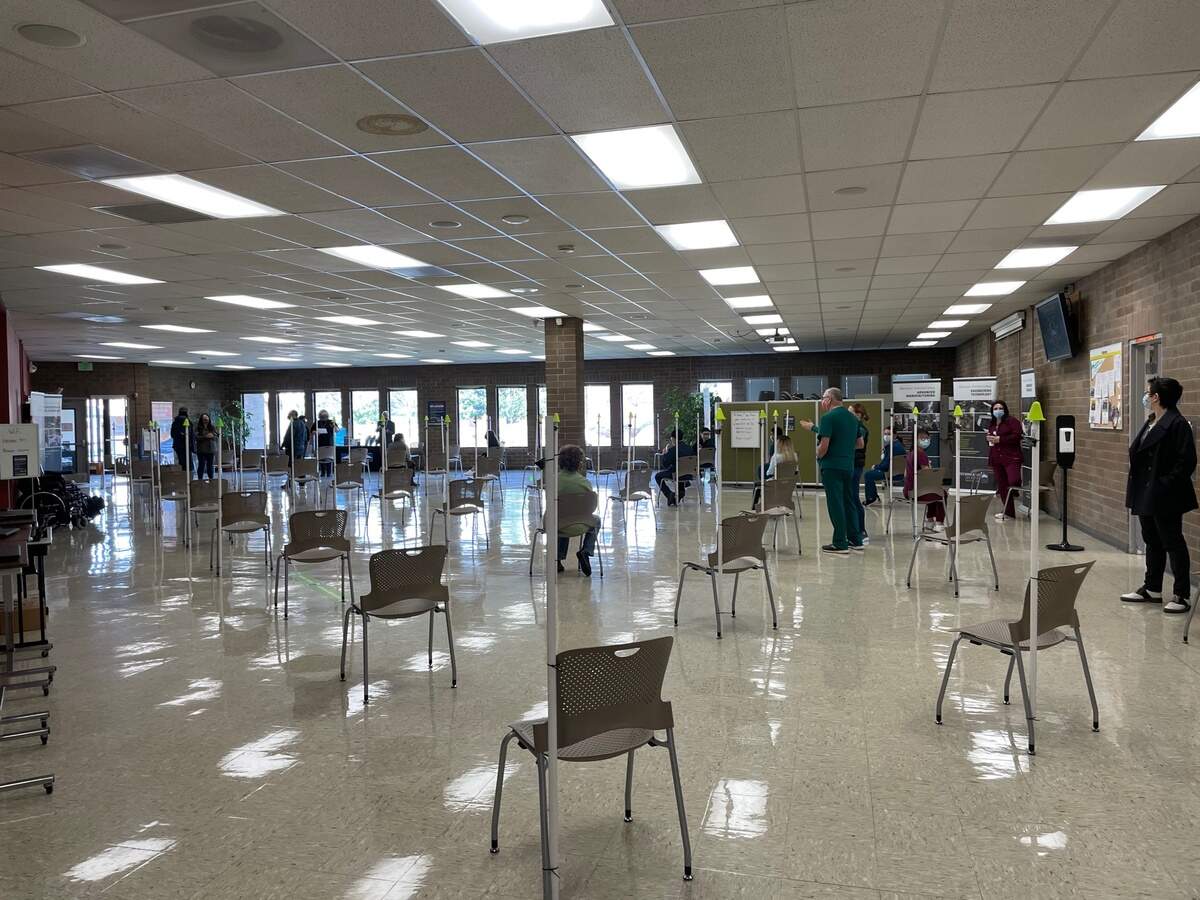 The Community Vaccination Center committee showed arrangements for a vaccination clinic on a media tour Wednesday, March 10, at Bellingham Technical College. The first clinic was Saturday, March 13, where 400 people were to receive the Johnson & Johnson vaccine.