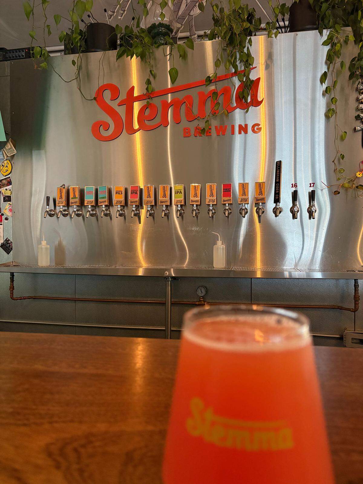 The Stemma Brewing sign at the bar at Stemma Brewing Co., 2039 Moore St. in Bellingham.