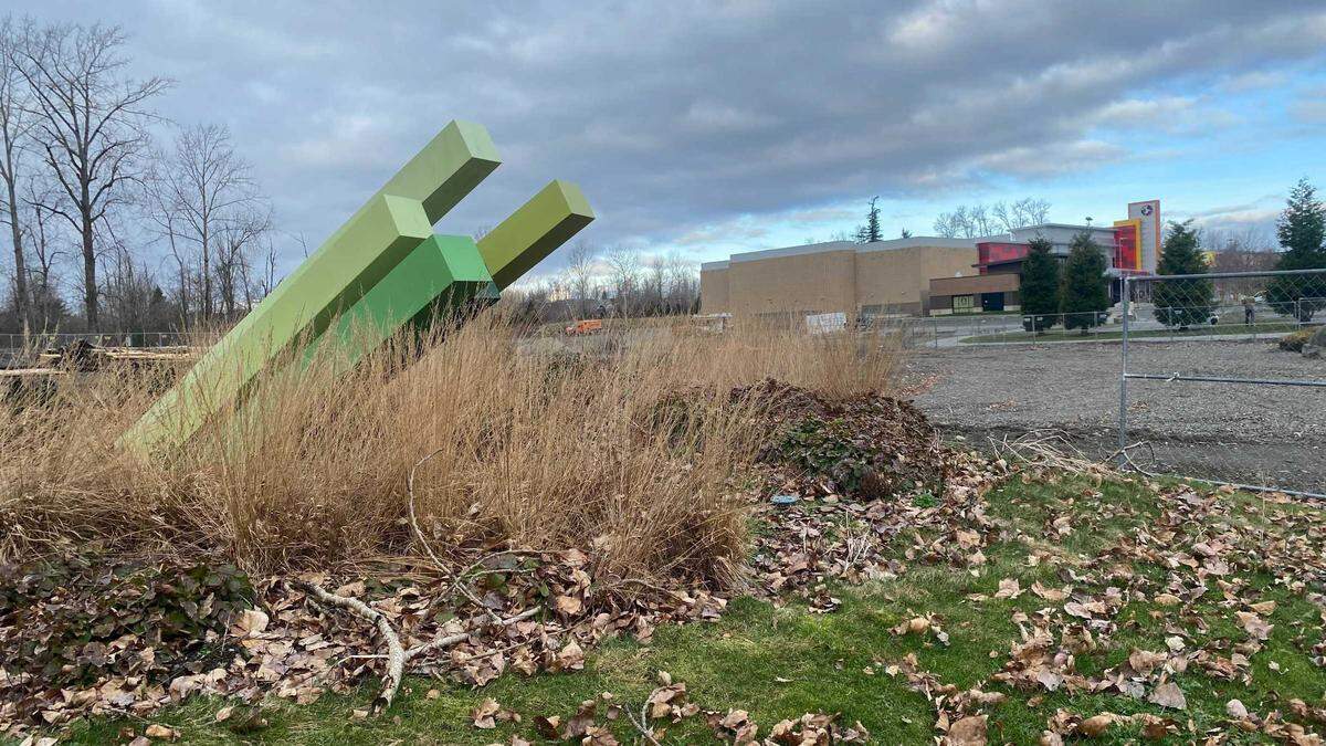 A new park is being built next to the pond and movie theater in Barkley Village Friday, Feb. 18, in Bellingham.