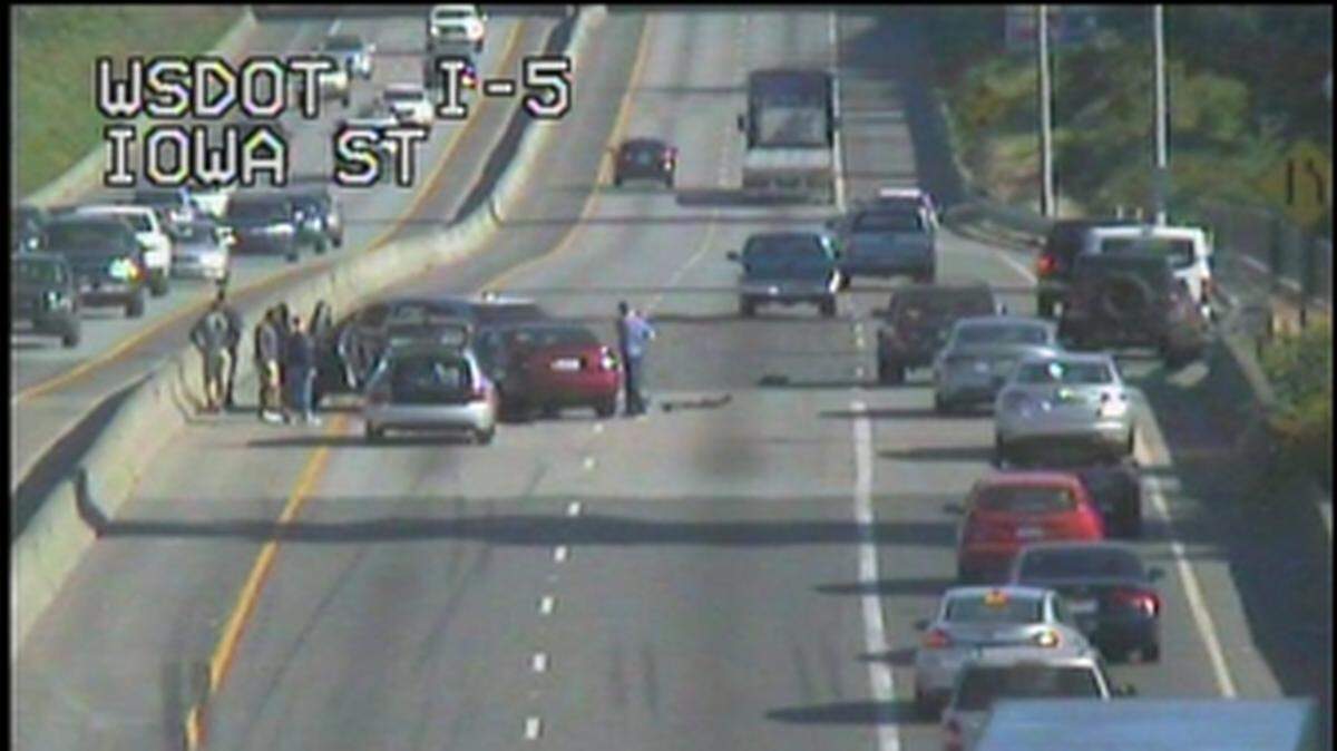 Bellingham Fire personnel and police are responding to a report of an accident on northbound Interstate 5 at the Iowa Street overpass.